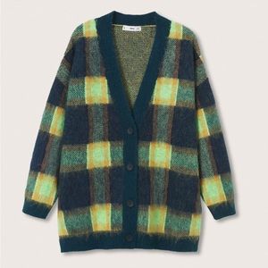 Mango Textured Check Cardigan